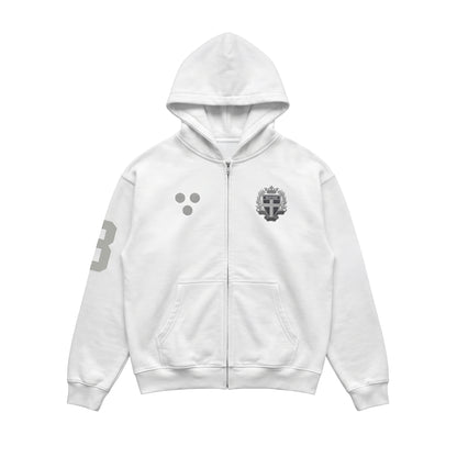 Football Zip Hoodie White