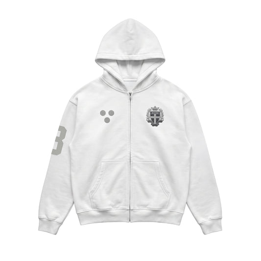 Football Zip Hoodie White