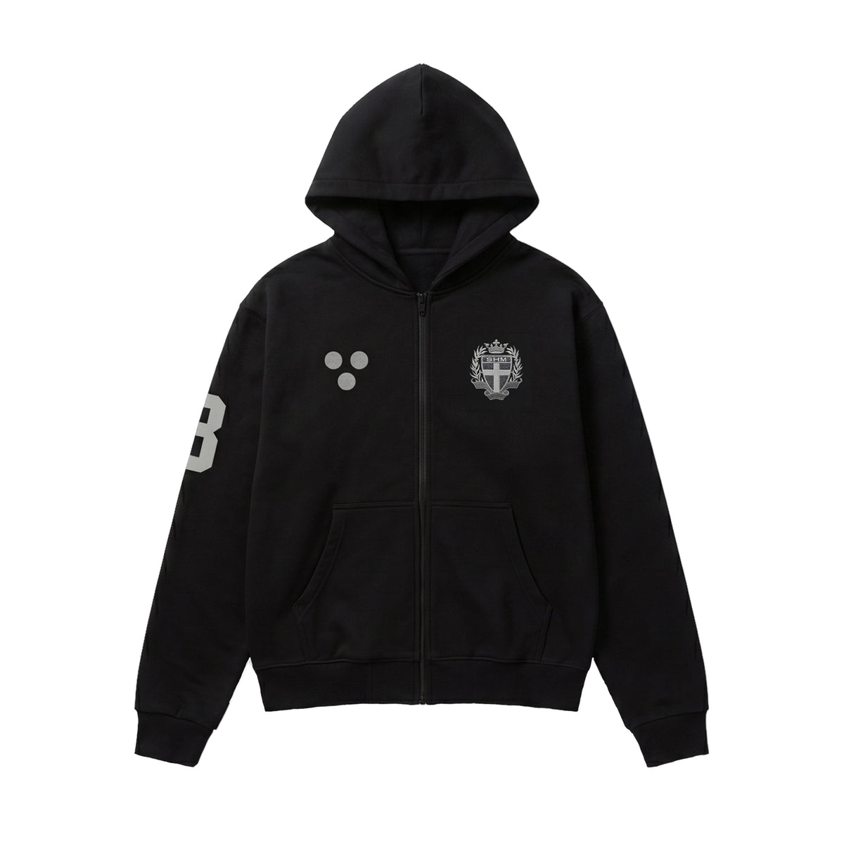 Football Zip Hoodie Black